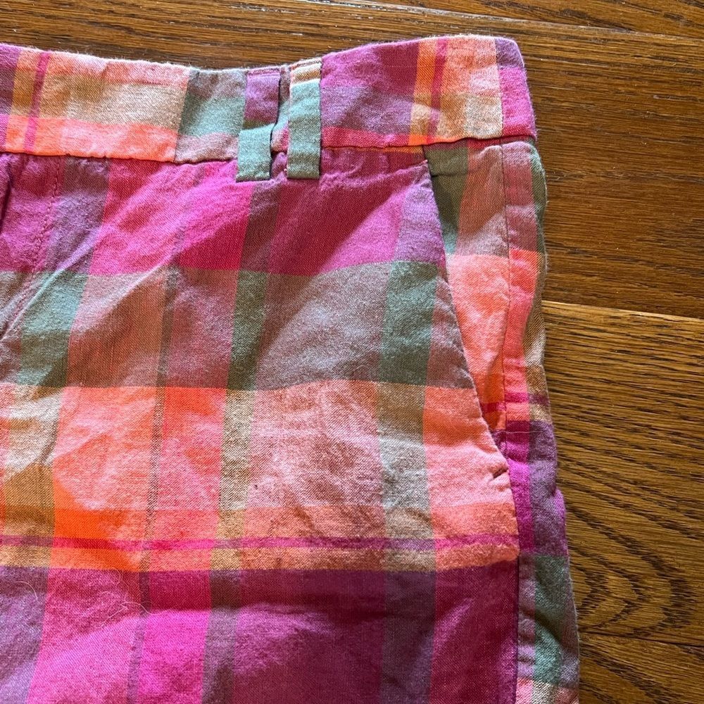 NWT beautiful Loft size 4 pink and orange plaid shorts - Picture 2 of 8